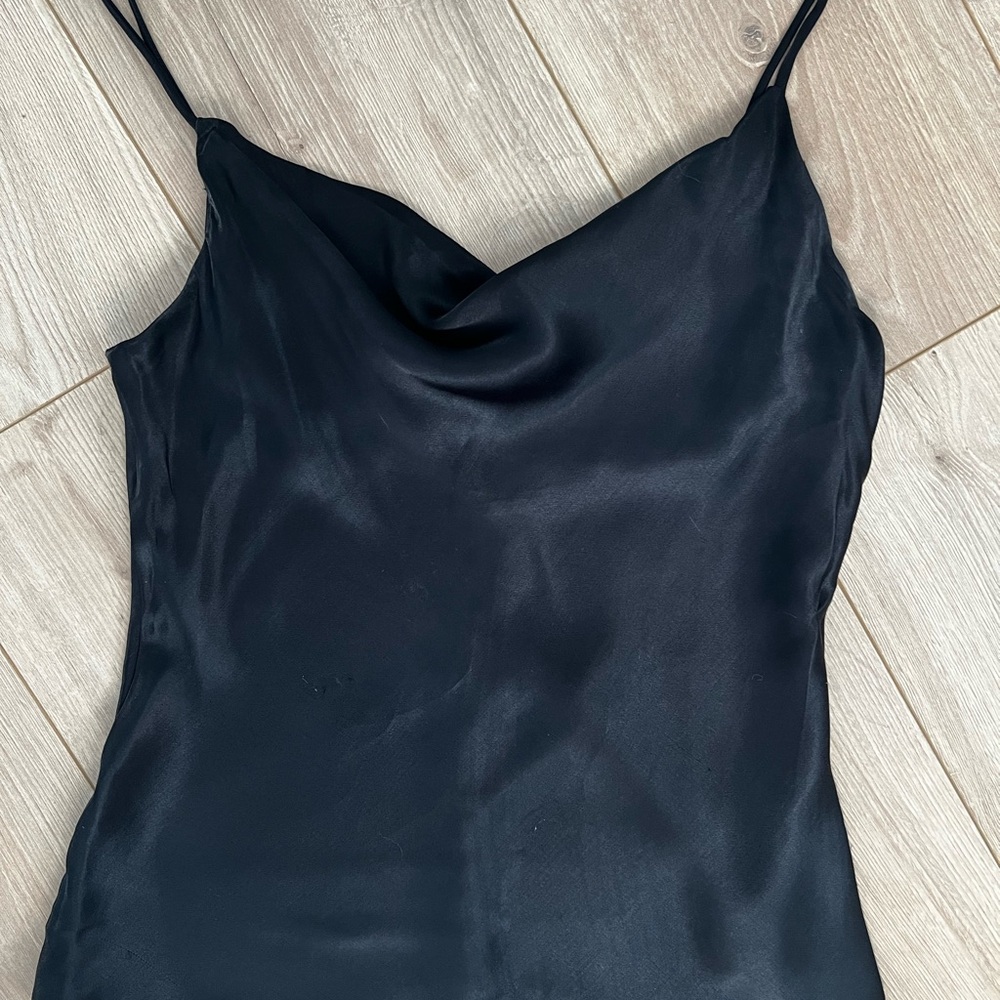 Satin Cowl Neck Spaghetti Strap Tank Top